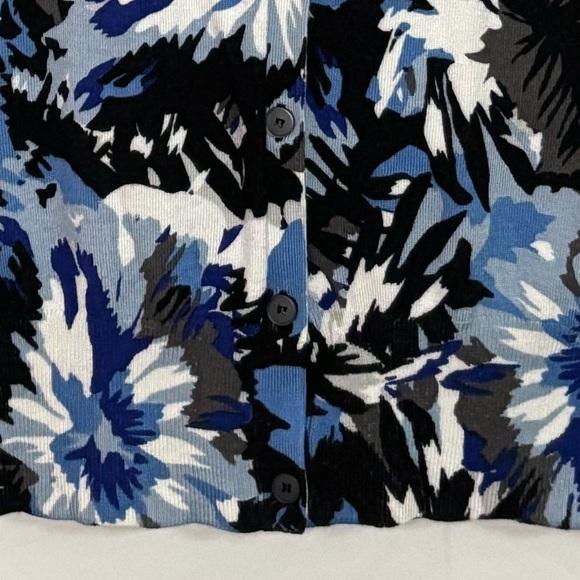 Lane Bryant Blue, White, Black & Gray Floral Print Cardigan Sweater Size 18/20 - Picture 14 of 16
